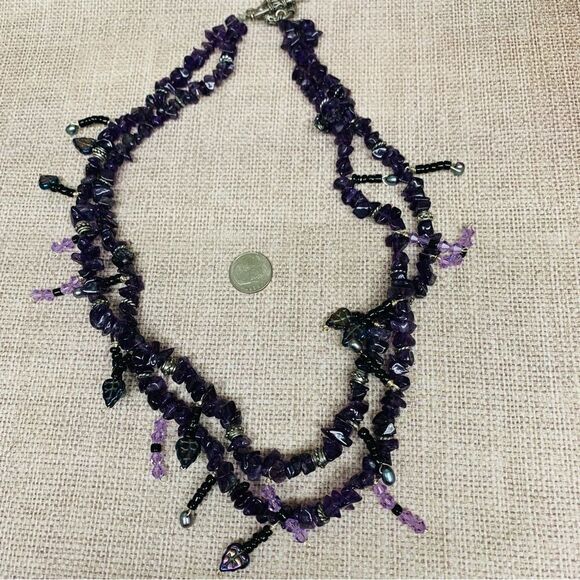 Double Strand Amethyst Beaded Necklace - Picture 1 of 2
